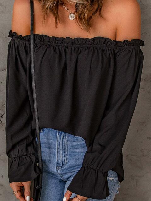 Off-Shoulder Flounce Sleeve Blouse - Flyclothing LLC