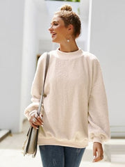 Mock Neck Dropped Shoulder Sweatshirt - Trendsi