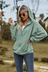 Cable-Knit Long Sleeve Hooded Jacket - Flyclothing LLC