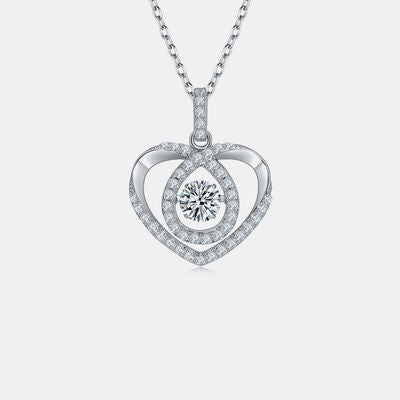 Moissanite 925 Sterling Silver Heart Shape Necklace - Flyclothing LLC