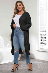 Plus Size Open Front Long Sleeve Cardigan - Flyclothing LLC