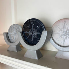 Compass Soapstone Sculpture, Dark Gray Stone - Flyclothing LLC