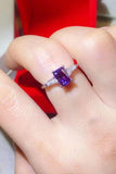 1 Carat Moissanite Platinum-Plated Rectangle Ring in Purple - Flyclothing LLC