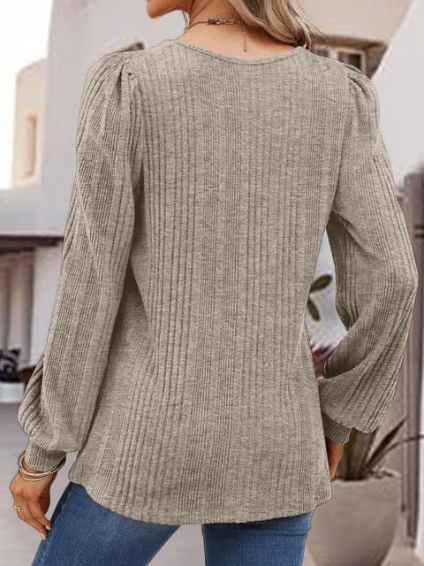 Square Neck Long Sleeve Top - Flyclothing LLC