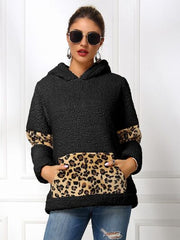 Sherpa Leopard Long Sleeve Hoodie - Flyclothing LLC