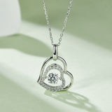 Moissanite 925 Sterling Silver Heart Necklace - Flyclothing LLC