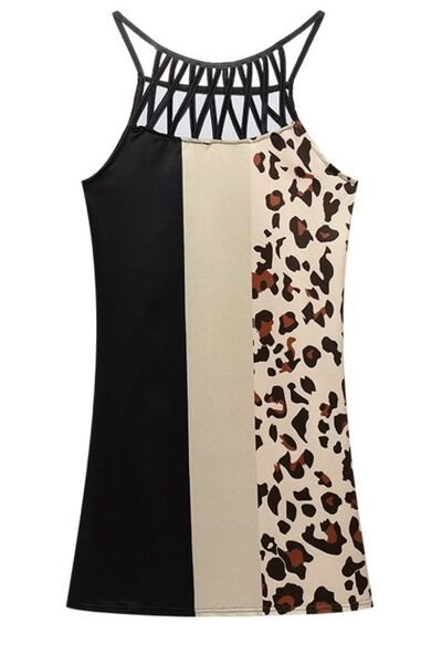 Printed Grecian Neck Mini Dress - Flyclothing LLC