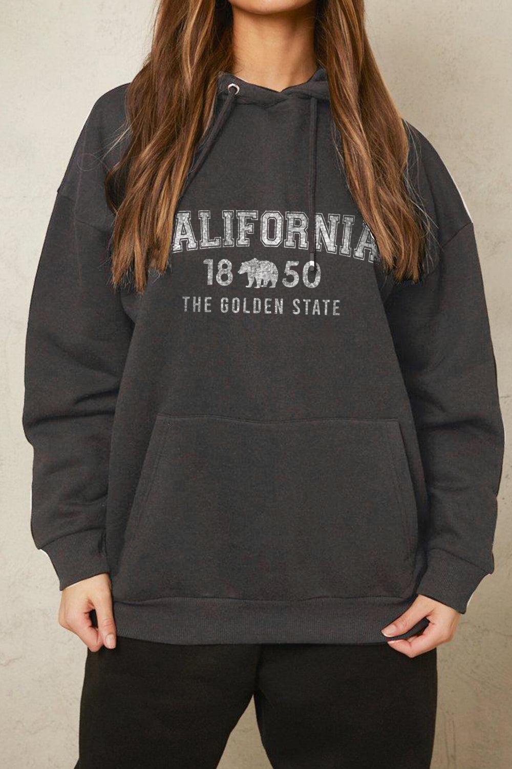 Simply Love Full Size CALIFORNIA 1850 THE GOLDEN STATE Graphic Hoodie - Flyclothing LLC