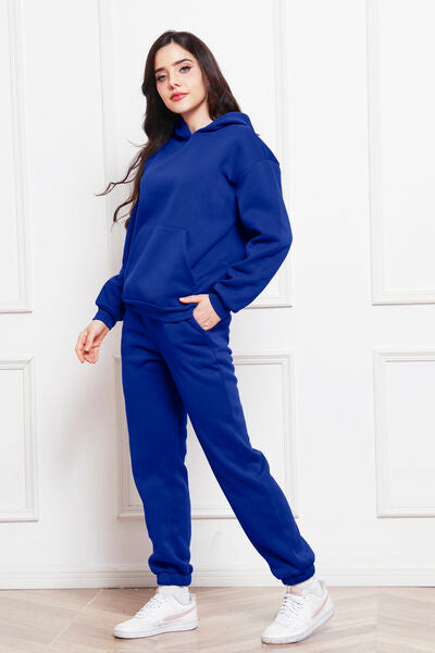 Drop Shoulder Long Sleeve Hoodie and Pants Set - Flyclothing LLC