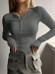 Half Button Long Sleeve T-Shirt - Flyclothing LLC