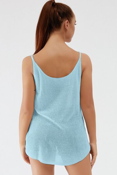 Scoop Neck Spaghetti Strap Knit Cami - Flyclothing LLC