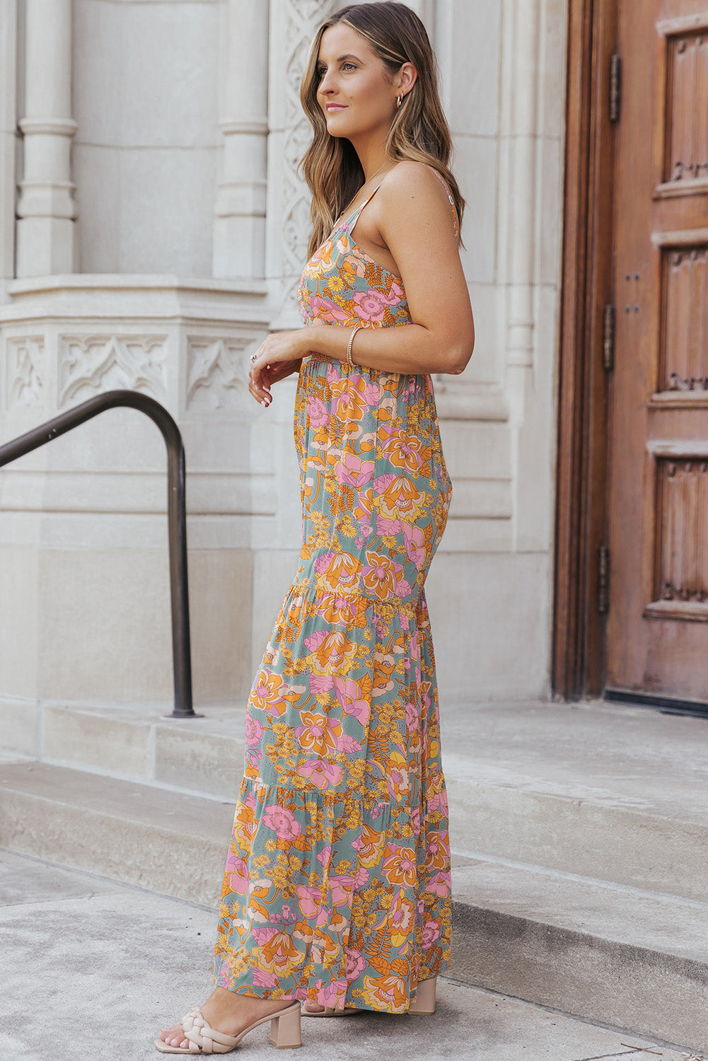 Floral Spaghetti Strap Wide Leg Jumpsuit - Flyclothing LLC