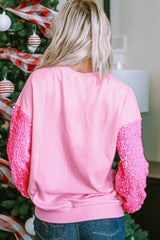 Sequin Round Neck Dropped Shoulder Sweatshirt - Flyclothing LLC