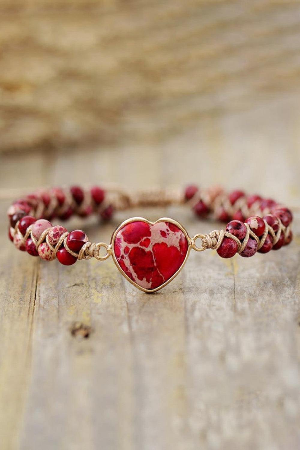 Handmade Heart Shape Natural Stone Bracelet - Flyclothing LLC