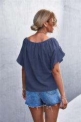 Flutter Sleeve Tie-Front Blouse - Flyclothing LLC