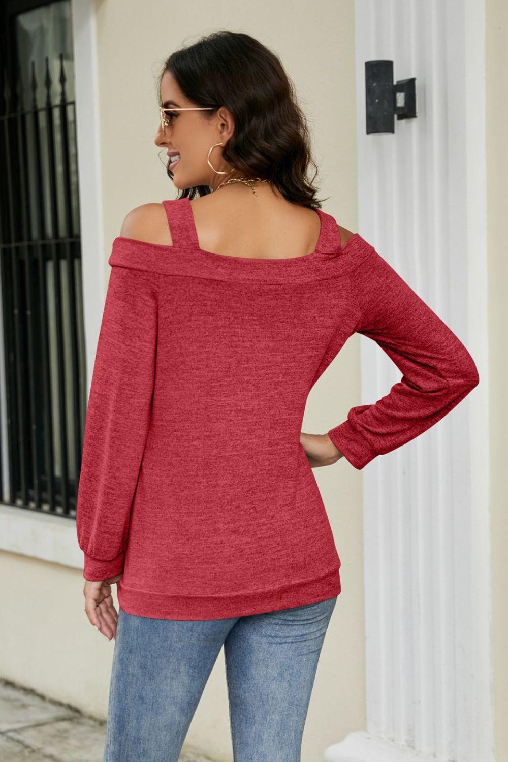 Cutout Cold-Shoulder Top - Flyclothing LLC