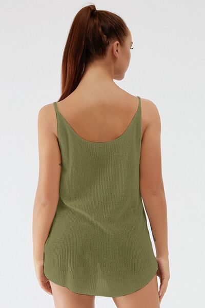 Scoop Neck Spaghetti Strap Knit Cami - Flyclothing LLC