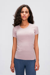 Round Neck Short Sleeve Active T-Shirt - Flyclothing LLC