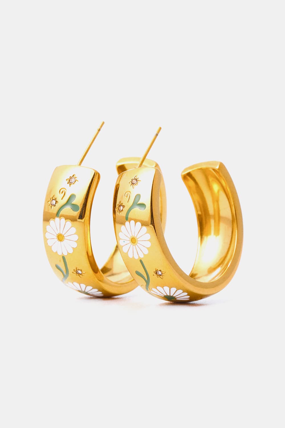 Stainless Steel 18K Gold Plated Ring Shape C-Hoop Earrings - Flyclothing LLC