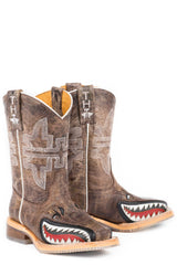 Tin Haul LITTLE BOYS SHARKY WITH MAN EATER SOLE BROWN LEATHER UPPER - Flyclothing LLC