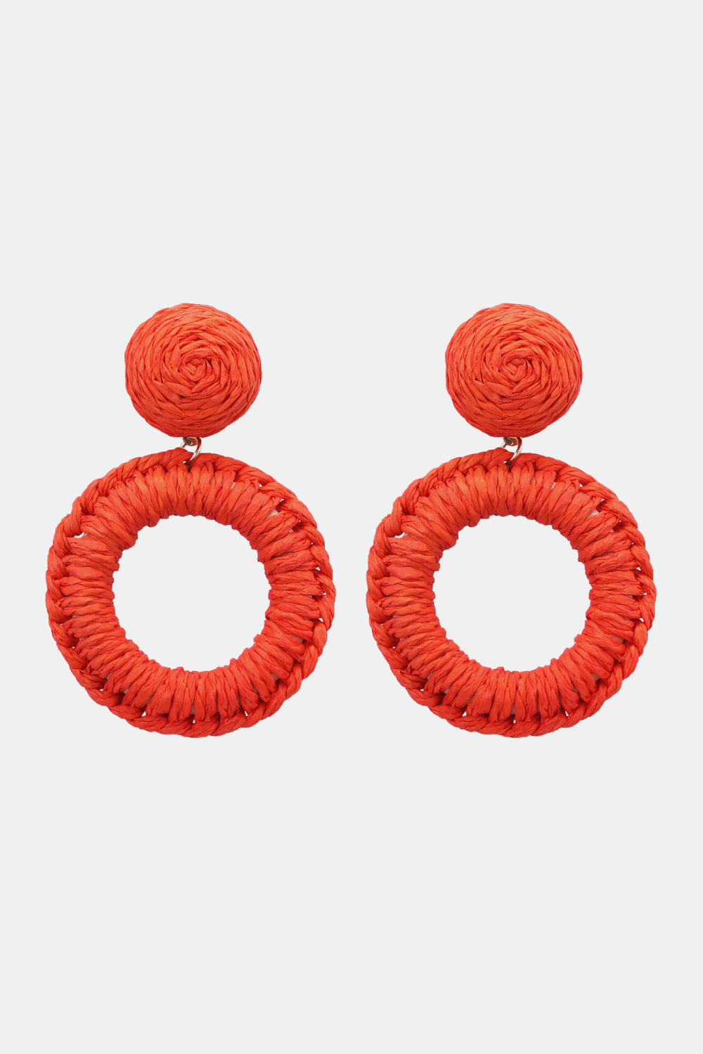 Round Shape Raffia Grass Dangle Earrings - Flyclothing LLC