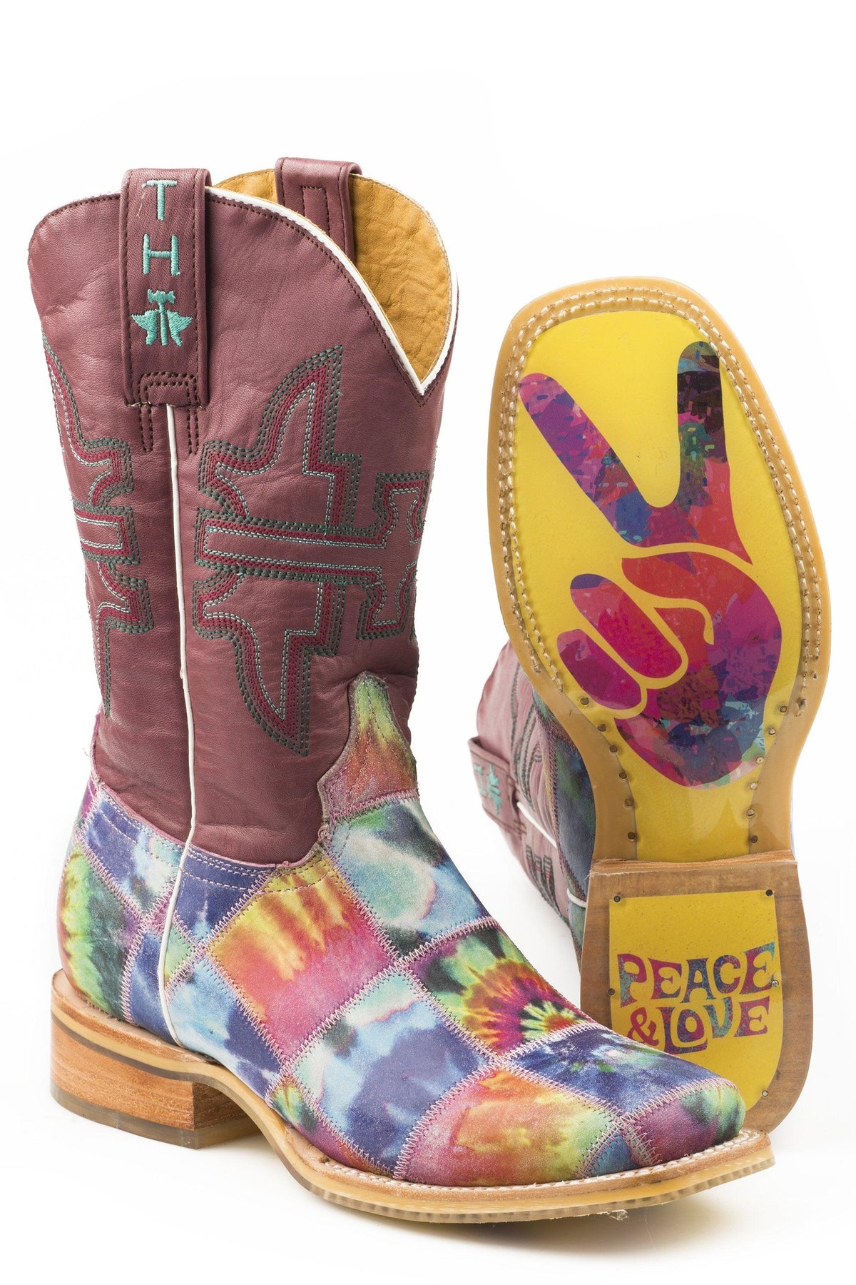 Tin Haul Womens Trippy Check With Peace And Love Sole - Flyclothing LLC