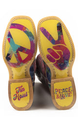 Tin Haul Womens Trippy Check With Peace And Love Sole - Flyclothing LLC