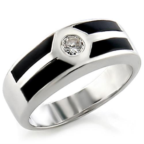 Alamode Rhodium Brass Ring with AAA Grade CZ in Clear - Flyclothing LLC