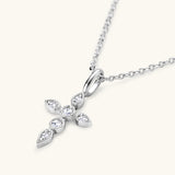 925 Sterling Silver Moissanite Cross Pendant Necklace - Flyclothing LLC