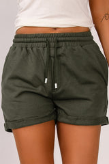 Drawstring Waist Cuffed Shorts - Flyclothing LLC