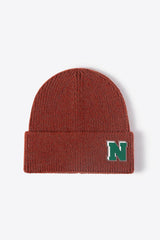 Letter N Patch Cuffed Knit Beanie - Flyclothing LLC