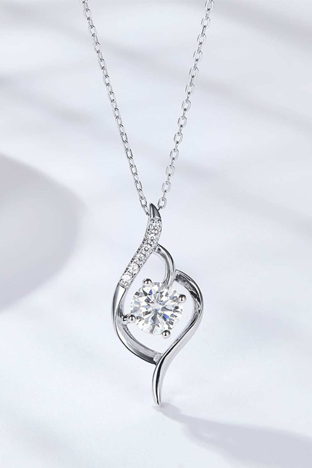 Platinum-Plated 1 Carat Moissanite Pendant Necklace - Flyclothing LLC