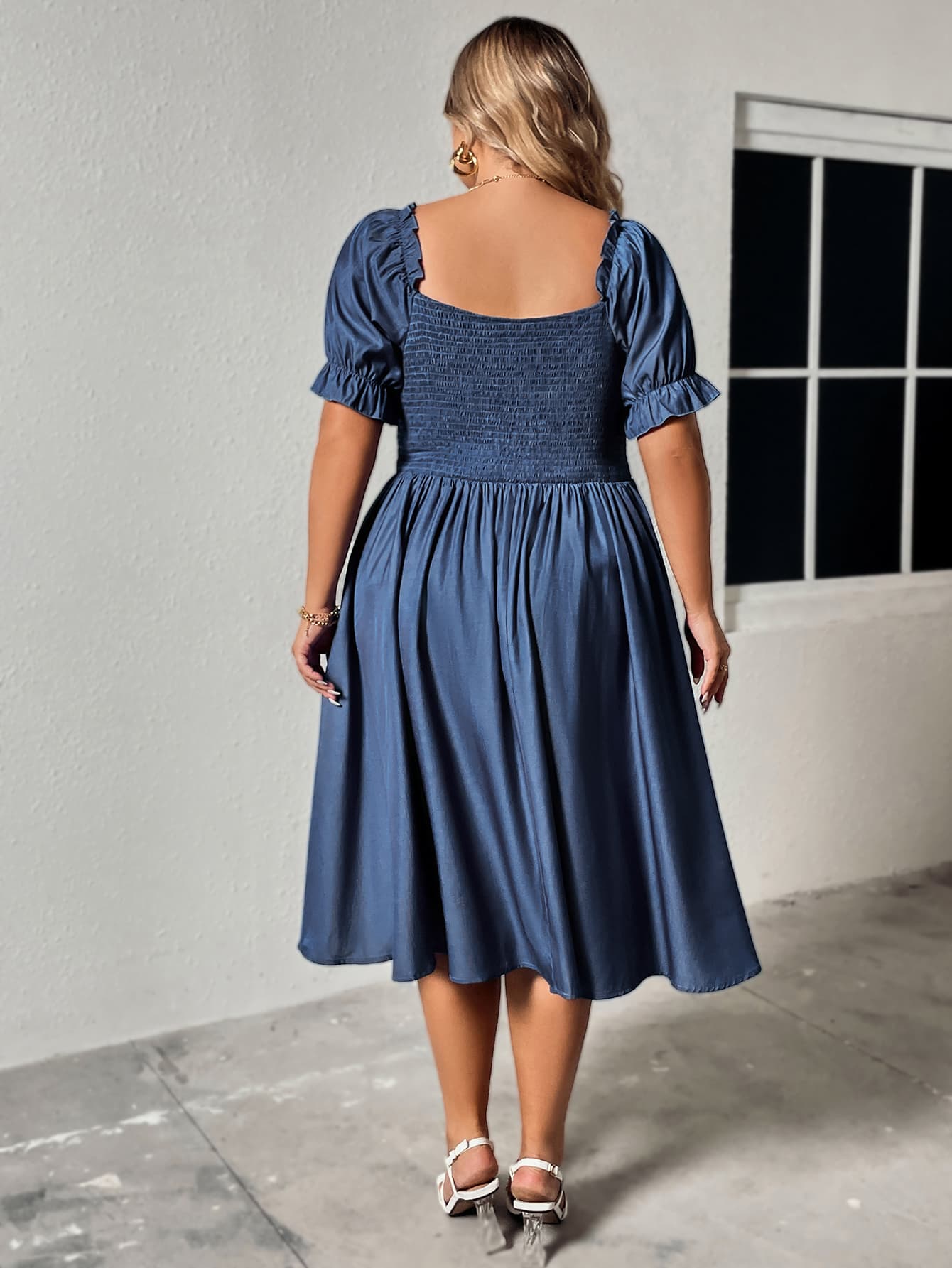 Plus Size Ruched Sweetheart Neck Dress - Flyclothing LLC