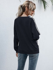 Lace-Up Round Neck Long Sleeve Sweatshirt - Trendsi