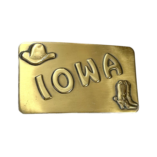 Rockmount Clothing Vintage Brass Iowa State Buckle