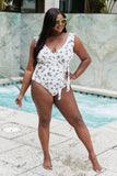 Marina West Swim Float On Ruffle Faux Wrap One-Piece in Daisy Cream - Flyclothing LLC