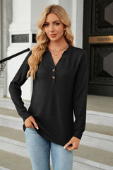 V-Neck Long Sleeve Blouse - Flyclothing LLC