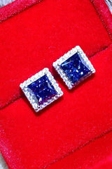 925 Sterling Silver 4 Carat Moissanite Square Earrings - Trendsi