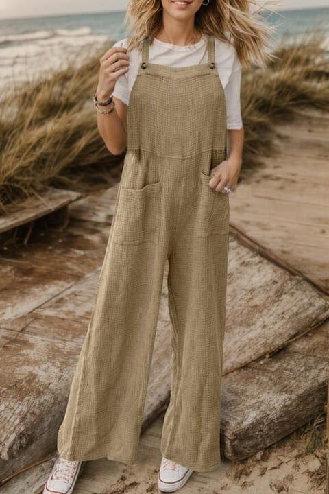 Full Size Wide Leg Front Pocket Jumpsuit - Trendsi