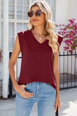 V-Neck Cap Sleeve Tank - Flyclothing LLC