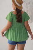 Ditsy Floral Flutter Sleeve Peplum Blouse - Flyclothing LLC