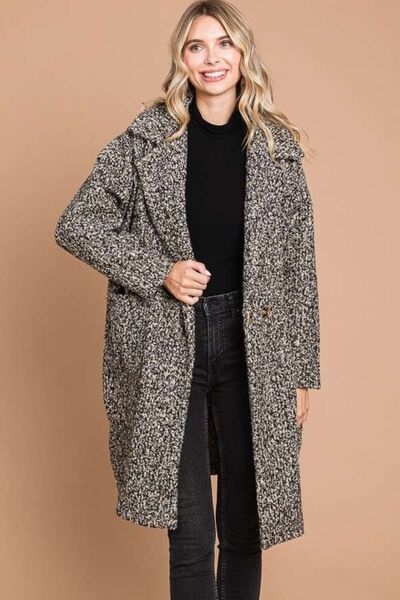 Culture Code Full Size Lapel Collar Double Breast Teddy Coat - Flyclothing LLC