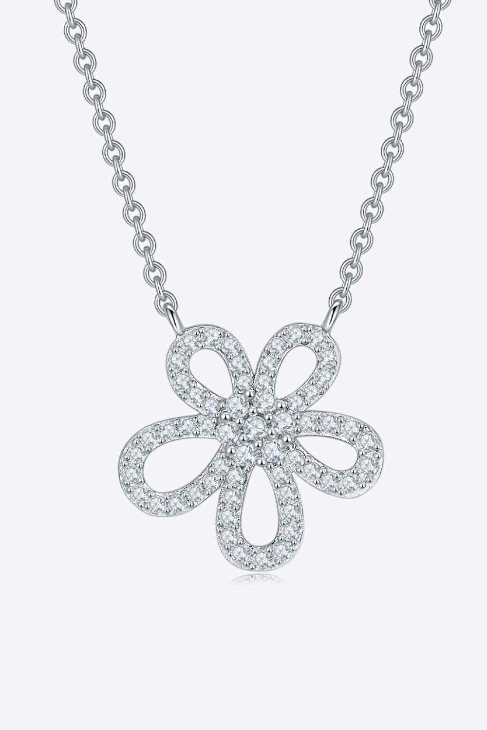 Moissanite Flower Pendant 925 Sterling Silver Necklace - Flyclothing LLC