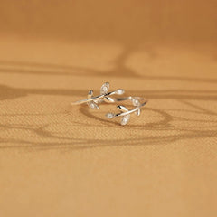 925 Sterling Silver Zircon Leaf Shape Ring - Flyclothing LLC