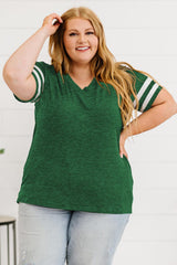 Plus Size Striped V-Neck Tee Shirt - Flyclothing LLC