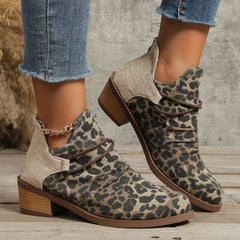 Contrast Canvas Low Heel Boots - Flyclothing LLC