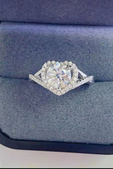 1 Carat Moissanite 925 Sterling Silver Heart Ring - Flyclothing LLC