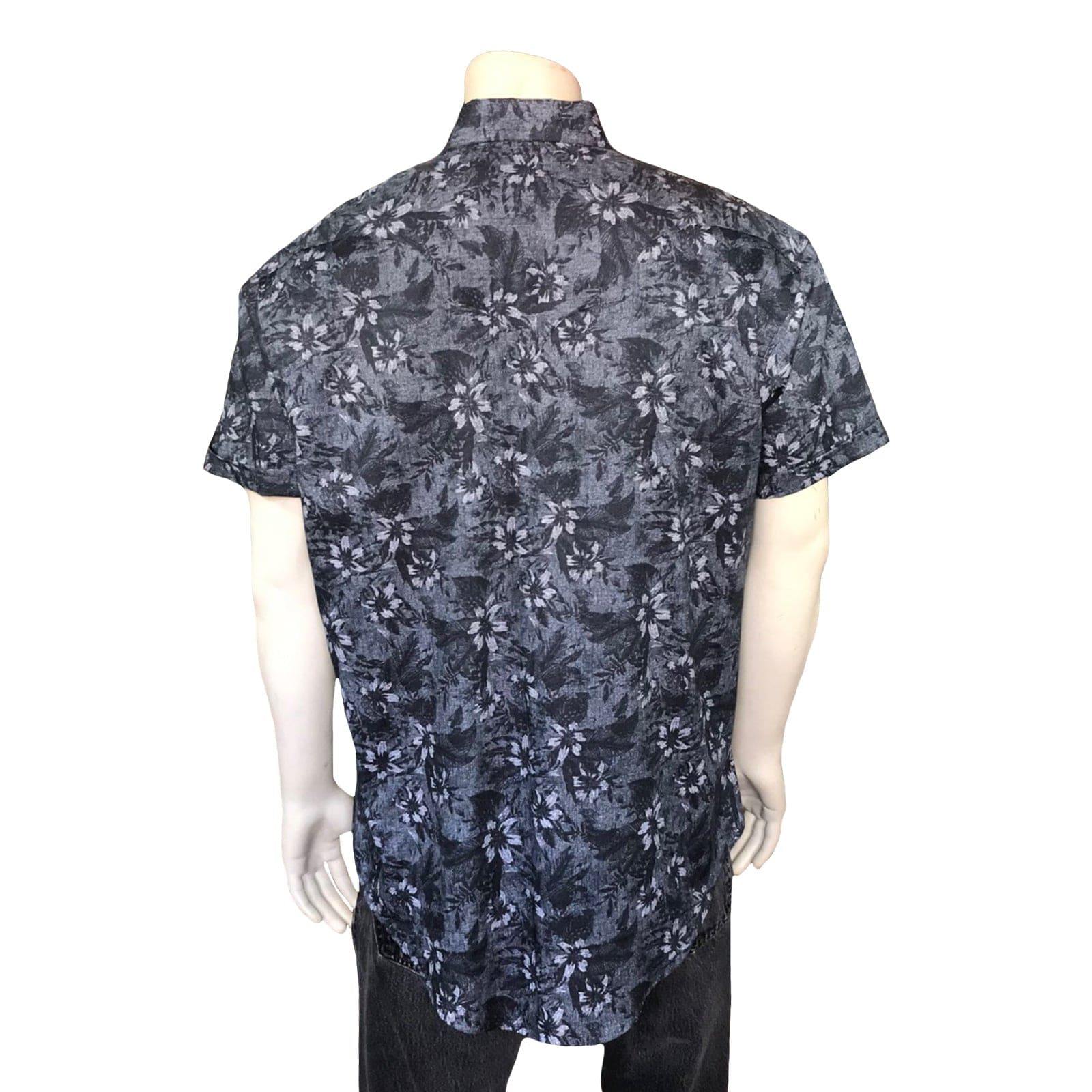 Rockmount Clothing Mens Black Floral Print Short Sleeve Western Shirt - Rockmount Clothing