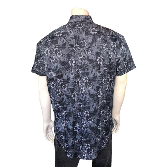 Rockmount Clothing Mens Black Floral Print Short Sleeve Western Shirt - Rockmount Clothing