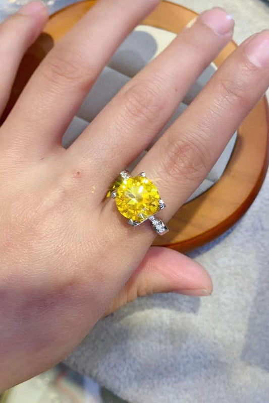 5 Carat Moissanite 925 Sterling Silver Ring in Banana Yellow - Flyclothing LLC